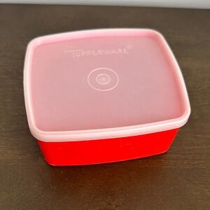 Vintage Tupperware Square Round Container Paprika Red
